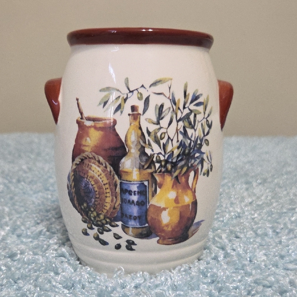 Decorative Ceramic Vase with Olive Design